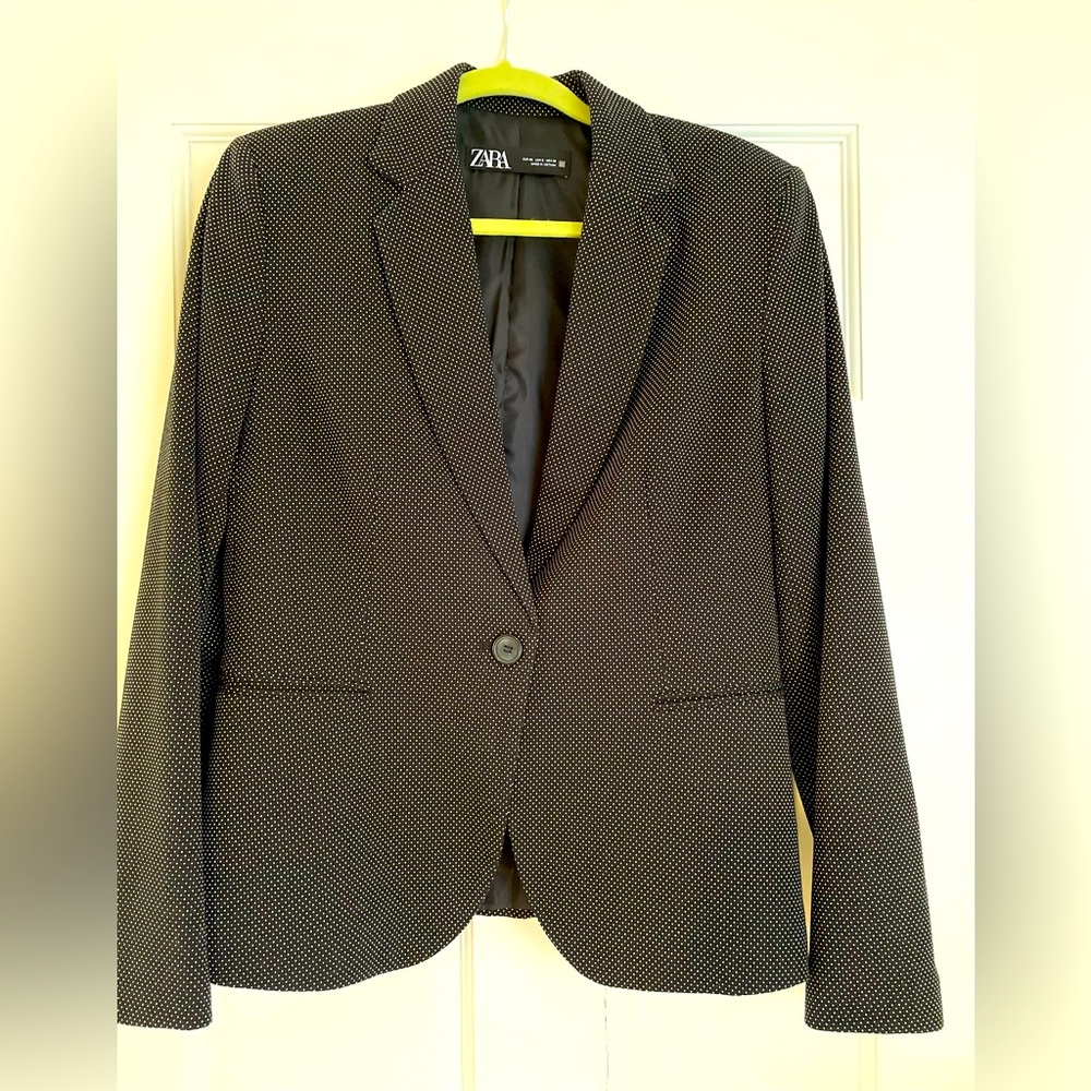 Zara Polka Dot suit: Blazer/jacket and pants Black Size US8/EU40. $60